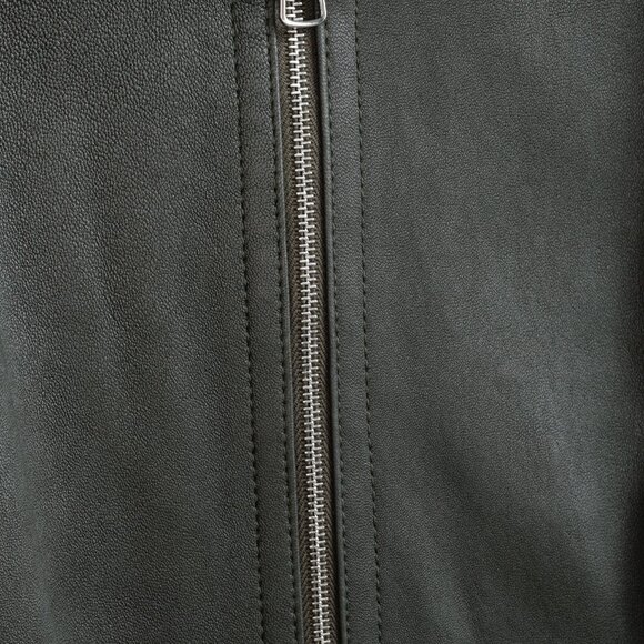 Hugo Boss Grey Green Leather Moto Jacket - Picture 9 of 13